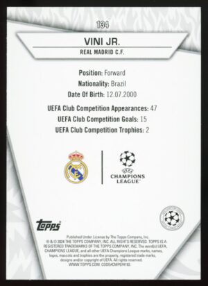 2023-24 Topps Super Stars UCL VINI JR. #134 – UnCommon (Green)