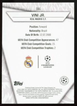 2023-24 Topps Super Stars UCL VINI JR. #134 – Common (Yellow)