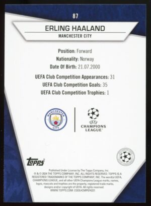 2023-24 Topps Super Stars UCL Erling Haaland #87 – Common (Yellow)