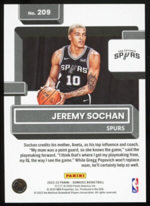 2022-23 Panini Donruss Jeremy Sochan Rated Rookie Holo Laser /149 #209