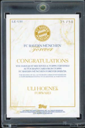 2023-24 Topps Bayern München Forever Uli Hoeneß #LE-UH Gold /50 Auto