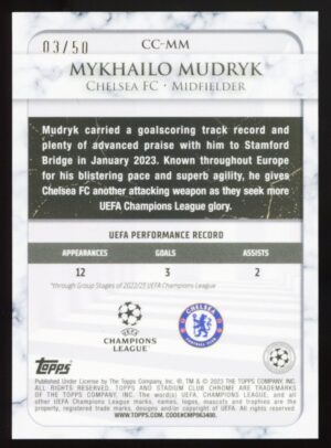 2022-23 Stadium Club Chrome UEFA Championship Contribution Gold /50 Mykhailo Mudryk #CC-MM