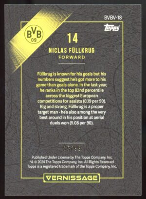 2023-24 Topps Borussia Dortmund VERNISSAGE Niclas Füllkrug #BVBV-18 Green /99