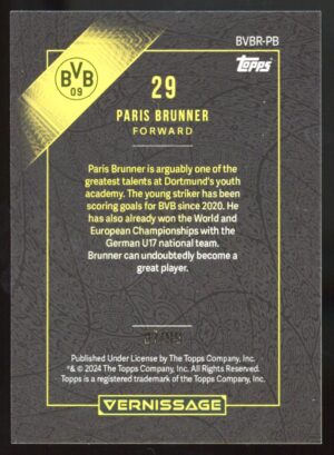 2023-24 Topps Borussia Dortmund VERNISSAGE Ruhrpott Flair - Paris Brunner #BVBR-PB Green /99