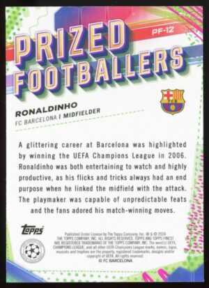 2023-24 Finest UEFA Club Competitions Ronaldinho #PF-12 Prized Footballers