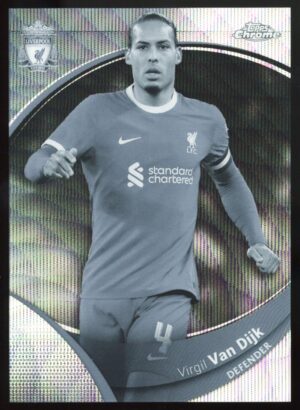 2023-24 Topps Chrome Liverpool Virgil Van Dijk #2 Black & White Wave Refractor