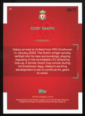 2023-24 Topps Liverpool Team Set Cody Gakpo #25 Orange /25