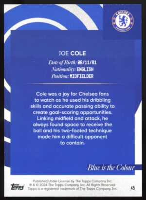 2023-24 Topps Chelsea Team Set - Blue Is The Colour – Joe Cole #45 Orange /25