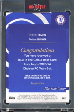 2023-24 Topps Chelsea Team set Reece James #BR-RJ Match-Worn Relic - Blue Is The Colour - Yellow Foil Parallel /50