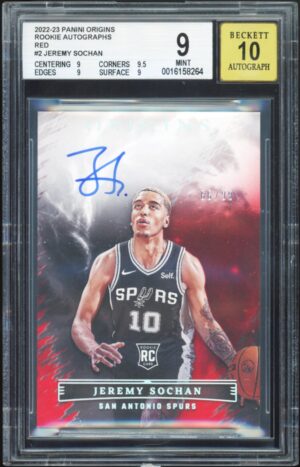 2022-23 Panini Origins Red /99 Jeremy Sochan #RA-JSH Auto ON CARD Rookie Spurs