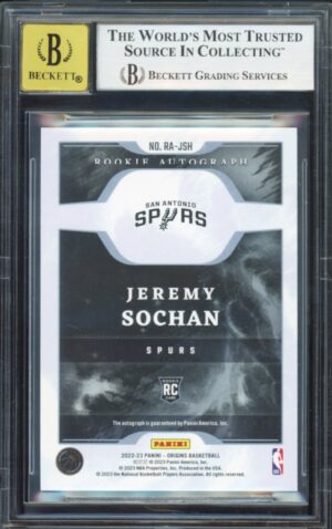 2022-23 Panini Origins Red /99 Jeremy Sochan #RA-JSH Auto ON CARD Rookie Spurs