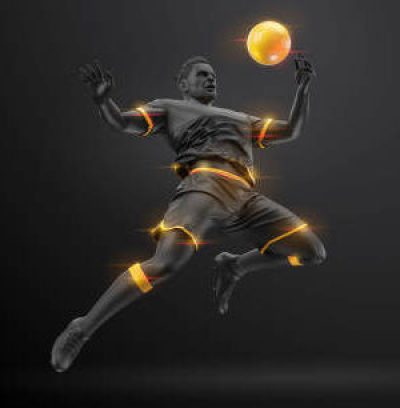 football soccer player man in action isolated black background. Vector illustration